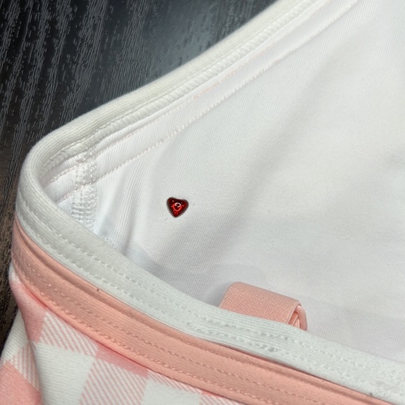 LORNA JANE PINK & WHITE CHECKERED STRAPS SPORT BRA SIZE S - Picture 3 of 4